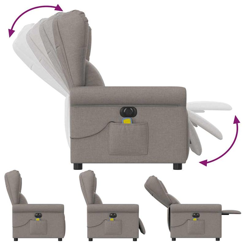 Ingrijire personala si Cosmetice - Sanatate si wellness - Articole wellness - Fotolii de masaj - Fotoliu electric de masaj rabatabil, gri taupe, textil - Infinity.ro