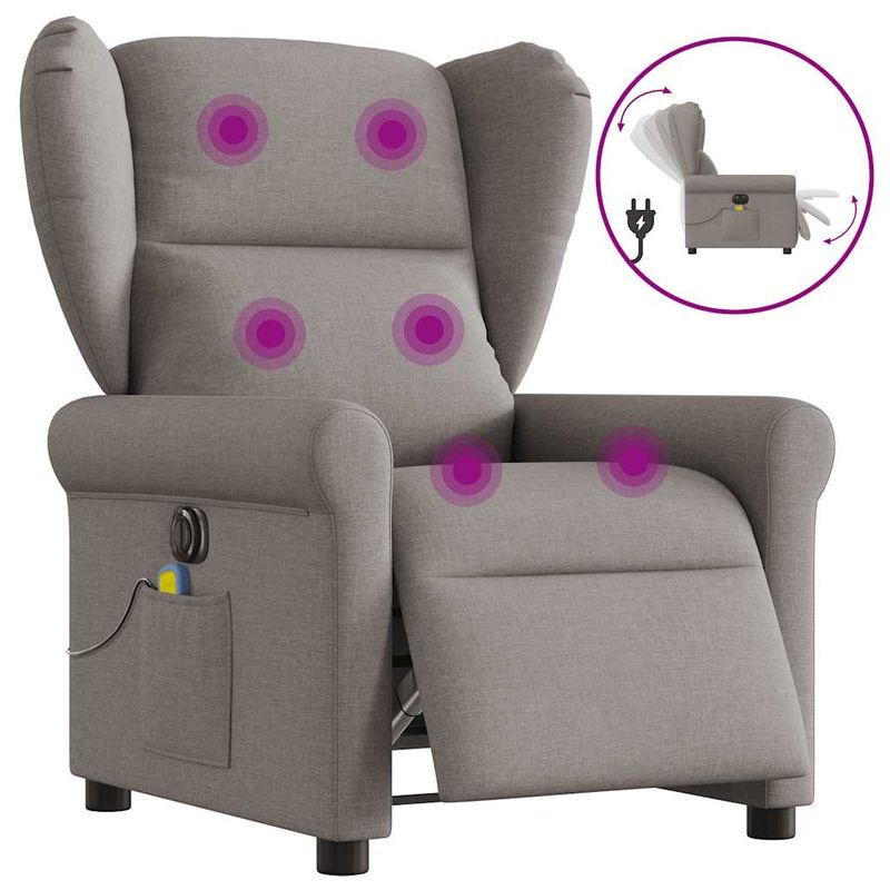 Ingrijire personala si Cosmetice - Sanatate si wellness - Articole wellness - Fotolii de masaj - Fotoliu electric de masaj rabatabil, gri taupe, textil - Infinity.ro