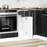 Casa si Gradina - Mobilier - Comode si corpuri - Corpuri bucatarie - Dulap de baza de bucatarie „Lucca” din lemn negru prelucrat, model 1x dulap inferior (1 ușă 1 sertar), mărime 30x46x81.5 cm - Infinity.ro