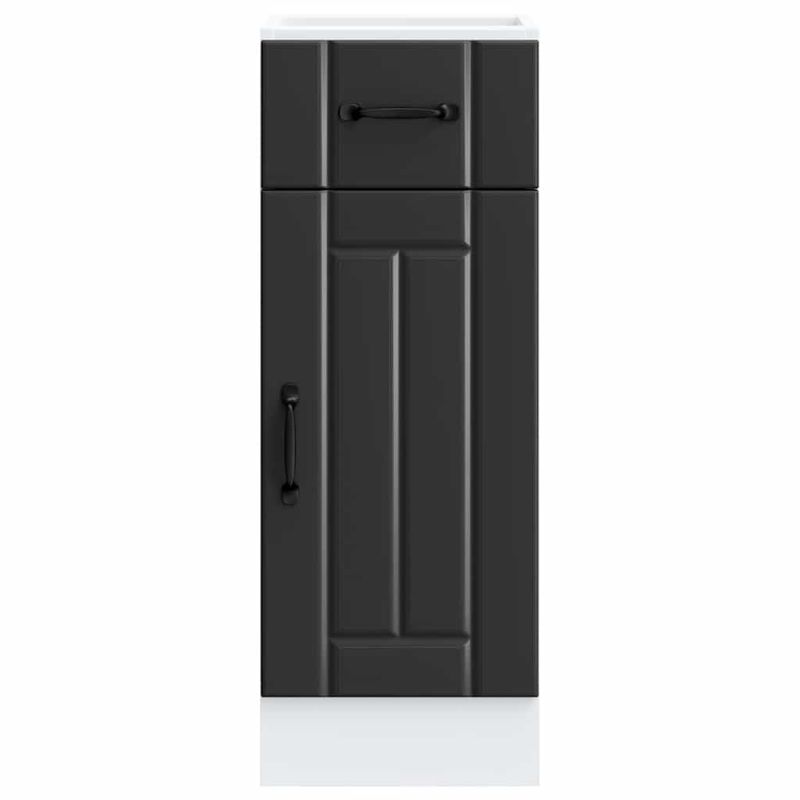 Casa si Gradina - Mobilier - Comode si corpuri - Corpuri bucatarie - Dulap de baza de bucatarie „Lucca” din lemn negru prelucrat, model 1x dulap inferior (1 ușă 1 sertar), mărime 30x46x81.5 cm - Infinity.ro