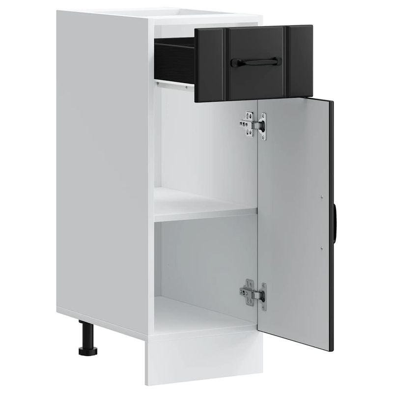 Casa si Gradina - Mobilier - Comode si corpuri - Corpuri bucatarie - Dulap de baza de bucatarie „Lucca” din lemn negru prelucrat, model 1x dulap inferior (1 ușă 1 sertar), mărime 30x46x81.5 cm - Infinity.ro