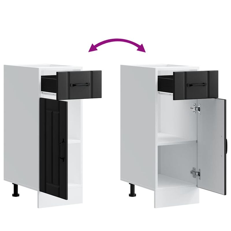 Casa si Gradina - Mobilier - Comode si corpuri - Corpuri bucatarie - Dulap de baza de bucatarie „Lucca” din lemn negru prelucrat, model 1x dulap inferior (1 ușă 1 sertar), mărime 30x46x81.5 cm - Infinity.ro