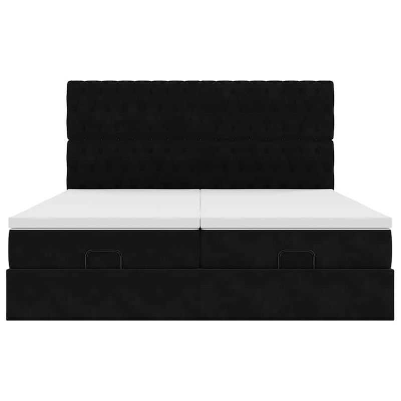 Casa si Gradina - Mobilier - Paturi si accesorii - Paturi - Cadru de pat otoman cu saltele, catifea neagra 180x200cm - Infinity.ro