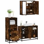 Casa si Gradina - Mobilier - Seturi de mobilier - Seturi baie - Set mobilier de baie, 3 piese, stejar fumuriu, lemn prelucrat - Infinity.ro