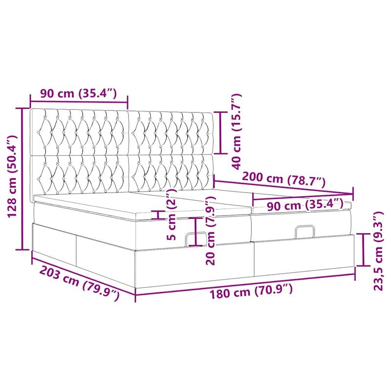Casa si Gradina - Mobilier - Paturi si accesorii - Paturi - Cadru de pat otoman cu saltele, catifea neagra 180x200cm - Infinity.ro