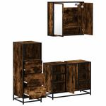 Casa si Gradina - Mobilier - Seturi de mobilier - Seturi baie - Set mobilier de baie, 3 piese, stejar fumuriu, lemn prelucrat - Infinity.ro