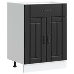 Casa si Gradina - Mobilier - Comode si corpuri - Corpuri bucatarie - Dulap de baza de bucatarie „Lucca” din lemn negru prelucrat, model 1x dulap inferior (2 uși 1 sertar), mărime 60x46x81.5 cm - Infinity.ro