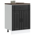 Casa si Gradina - Mobilier - Comode si corpuri - Corpuri bucatarie - Dulap de baza de bucatarie „Lucca” din lemn negru prelucrat, model 1x dulap inferior (2 uși 1 sertar), mărime 60x46x81.5 cm - Infinity.ro
