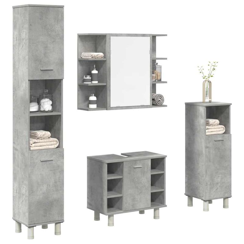 Casa si Gradina - Mobilier - Seturi de mobilier - Seturi baie - Set mobilier de baie, 4 piese, gri beton, lemn compozit - Infinity.ro