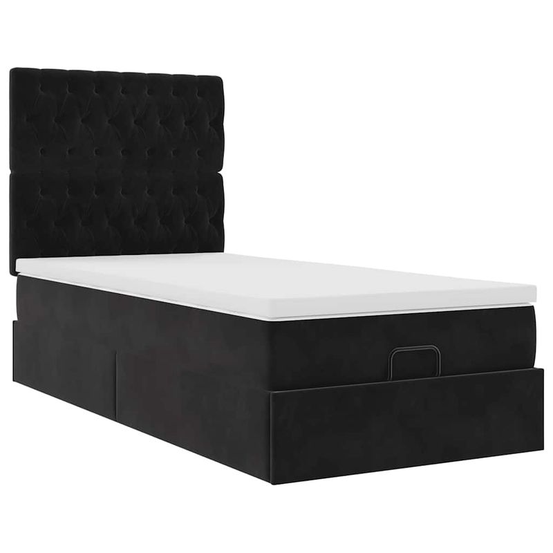 Casa si Gradina - Mobilier - Paturi si accesorii - Paturi - Cadru de pat otoman cu saltele, catifea neagra 80x200cm - Infinity.ro