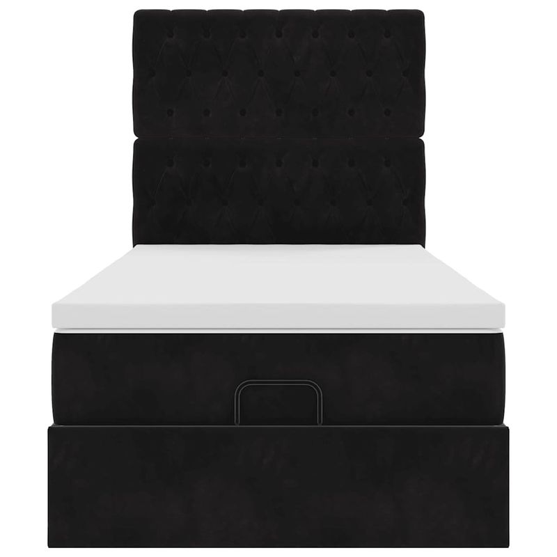 Casa si Gradina - Mobilier - Paturi si accesorii - Paturi - Cadru de pat otoman cu saltele, catifea neagra 80x200cm - Infinity.ro