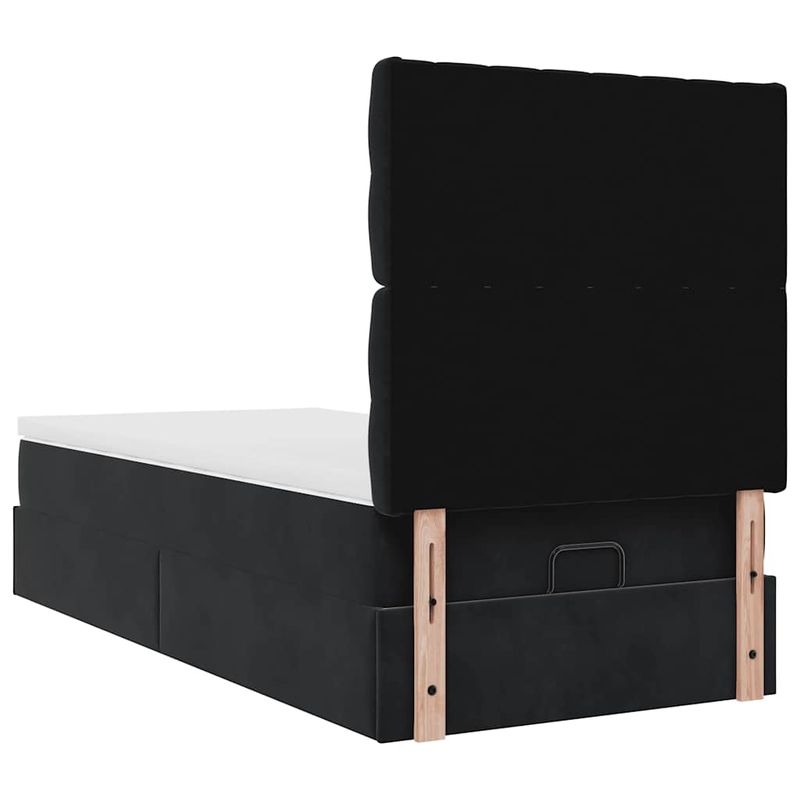 Casa si Gradina - Mobilier - Paturi si accesorii - Paturi - Cadru de pat otoman cu saltele, catifea neagra 80x200cm - Infinity.ro