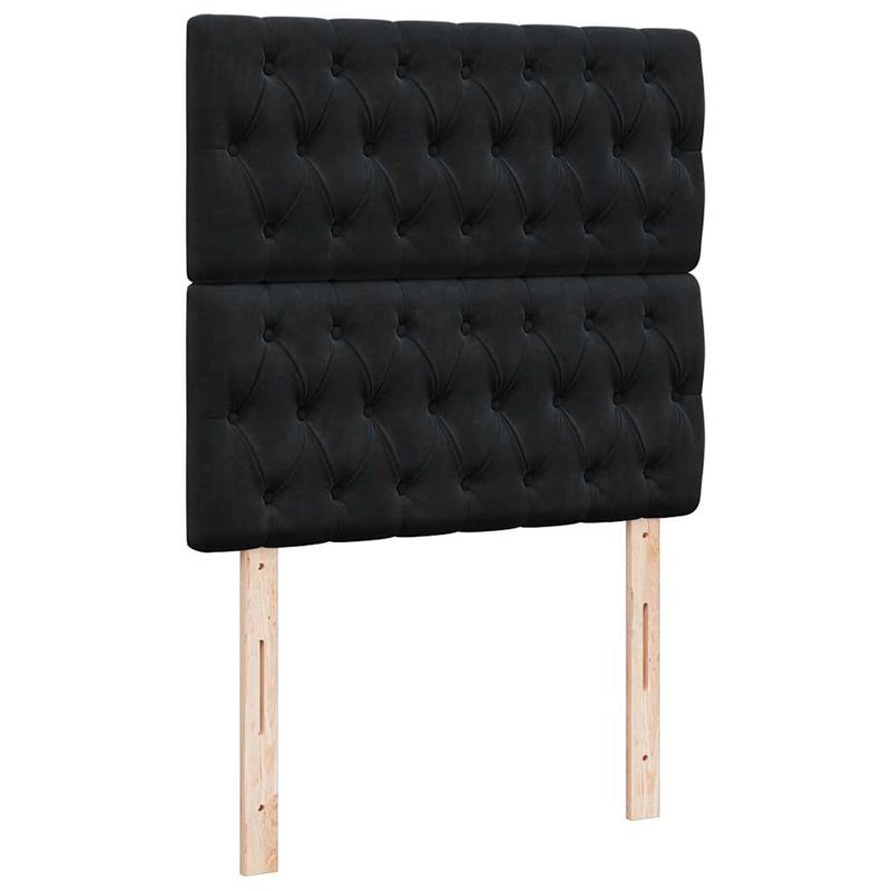 Casa si Gradina - Mobilier - Paturi si accesorii - Paturi - Cadru de pat otoman cu saltele, catifea neagra 80x200cm - Infinity.ro