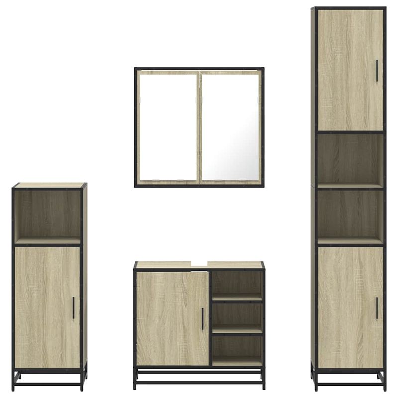 Casa si Gradina - Mobilier - Seturi de mobilier - Seturi baie - Set de mobilier de baie din 4 piese din lemn de stejar Sonoma - Infinity.ro