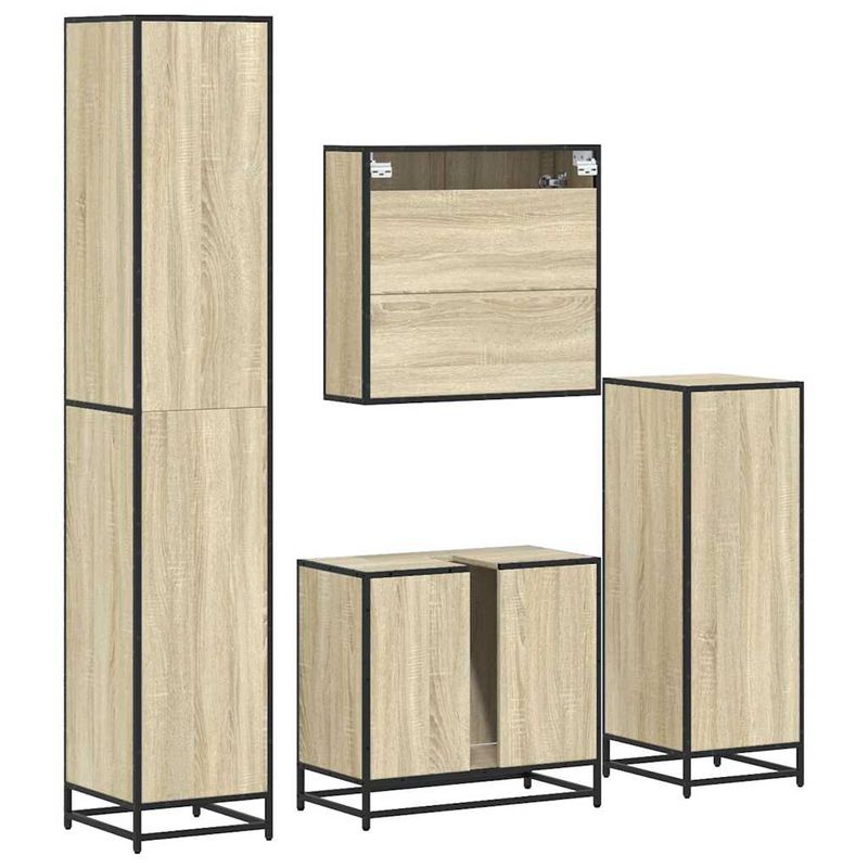 Casa si Gradina - Mobilier - Seturi de mobilier - Seturi baie - Set de mobilier de baie din 4 piese din lemn de stejar Sonoma - Infinity.ro