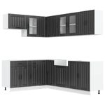 Casa si Gradina - Mobilier - Comode si corpuri - Corpuri bucatarie - Set dulap de bucatarie 11 piese „Lucca” lemn negru prelucrat - Infinity.ro