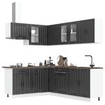 Casa si Gradina - Mobilier - Comode si corpuri - Corpuri bucatarie - Set dulap de bucatarie 11 piese „Lucca” lemn negru prelucrat - Infinity.ro