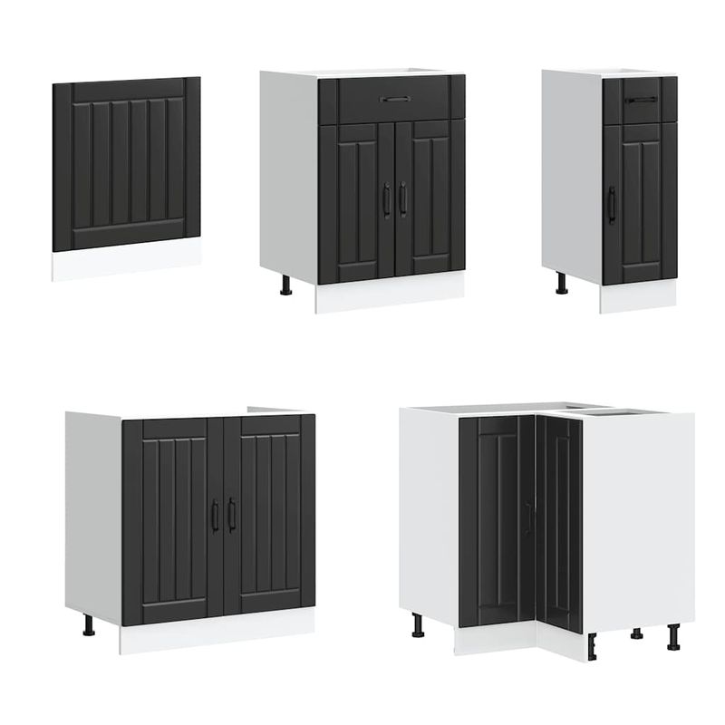Casa si Gradina - Mobilier - Comode si corpuri - Corpuri bucatarie - Set dulap de bucatarie 11 piese „Lucca” lemn negru prelucrat - Infinity.ro