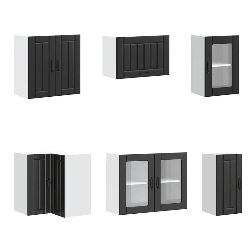 Casa si Gradina - Mobilier - Comode si corpuri - Corpuri bucatarie - Set dulap de bucatarie 11 piese „Lucca” lemn negru prelucrat - Infinity.ro