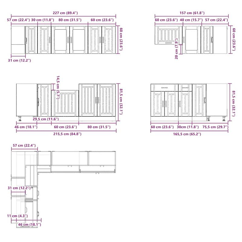 Casa si Gradina - Mobilier - Comode si corpuri - Corpuri bucatarie - Set dulap de bucatarie 11 piese „Lucca” lemn negru prelucrat - Infinity.ro