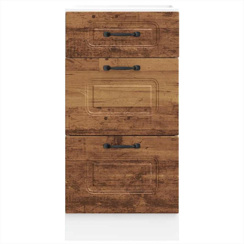 Casa si Gradina - Mobilier - Comode si corpuri - Corpuri bucatarie - Dulap de baza de bucatarie „Kalmar” Lemn vechi lemn prelucrat, model 1x dulap inferior (3 sertare), mărime 40x46x81.5 cm - Infinity.ro