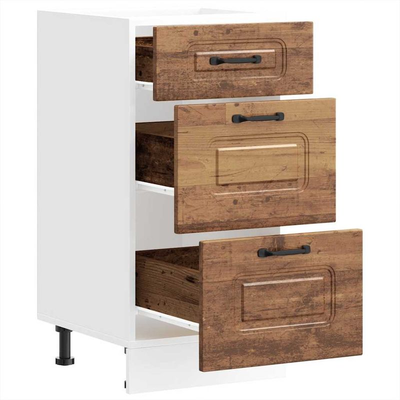 Casa si Gradina - Mobilier - Comode si corpuri - Corpuri bucatarie - Dulap de baza de bucatarie „Kalmar” Lemn vechi lemn prelucrat, model 1x dulap inferior (3 sertare), mărime 40x46x81.5 cm - Infinity.ro