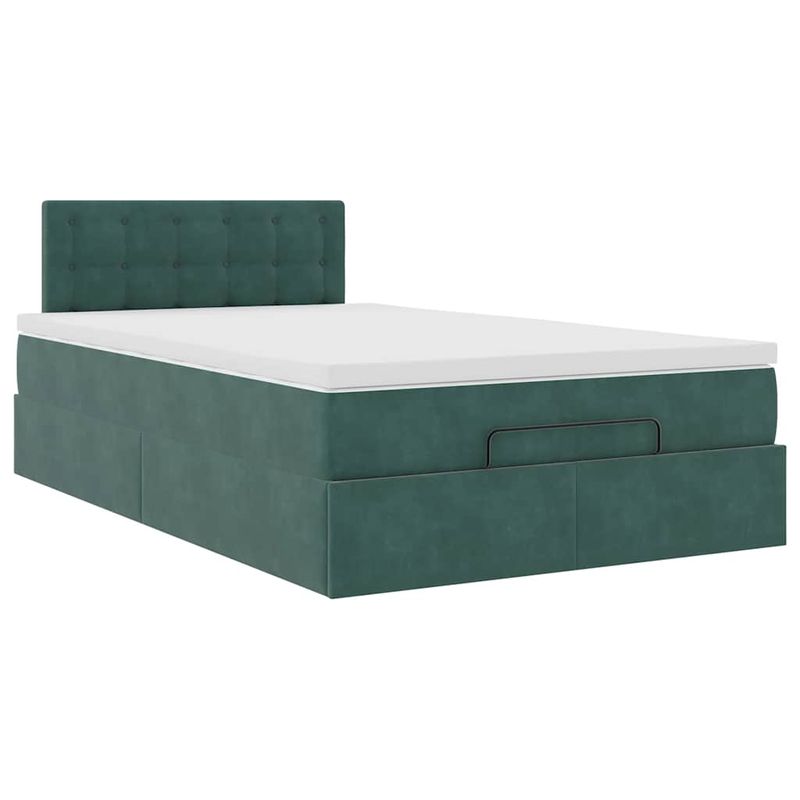 Casa si Gradina - Mobilier - Paturi si accesorii - Paturi - Cadru de pat otoman cu saltea verde inchis 120x200cm catifea - Infinity.ro