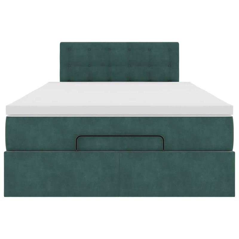 Casa si Gradina - Mobilier - Paturi si accesorii - Paturi - Cadru de pat otoman cu saltea verde inchis 120x200cm catifea - Infinity.ro