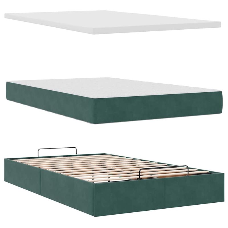 Casa si Gradina - Mobilier - Paturi si accesorii - Paturi - Cadru de pat otoman cu saltea verde inchis 120x200cm catifea - Infinity.ro