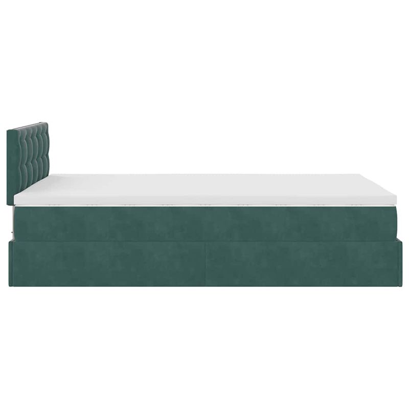 Casa si Gradina - Mobilier - Paturi si accesorii - Paturi - Cadru de pat otoman cu saltea verde inchis 120x200cm catifea - Infinity.ro