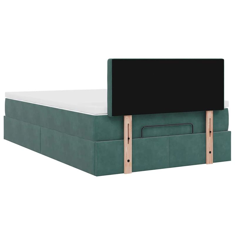 Casa si Gradina - Mobilier - Paturi si accesorii - Paturi - Cadru de pat otoman cu saltea verde inchis 120x200cm catifea - Infinity.ro
