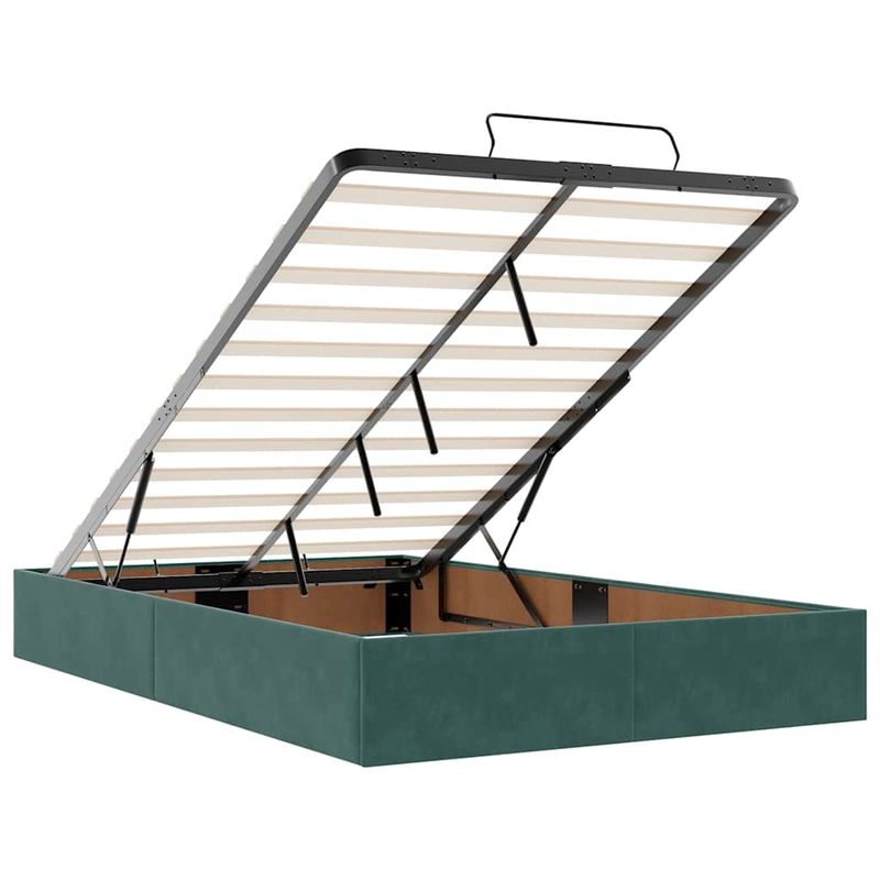 Casa si Gradina - Mobilier - Paturi si accesorii - Paturi - Cadru de pat otoman cu saltea verde inchis 120x200cm catifea - Infinity.ro