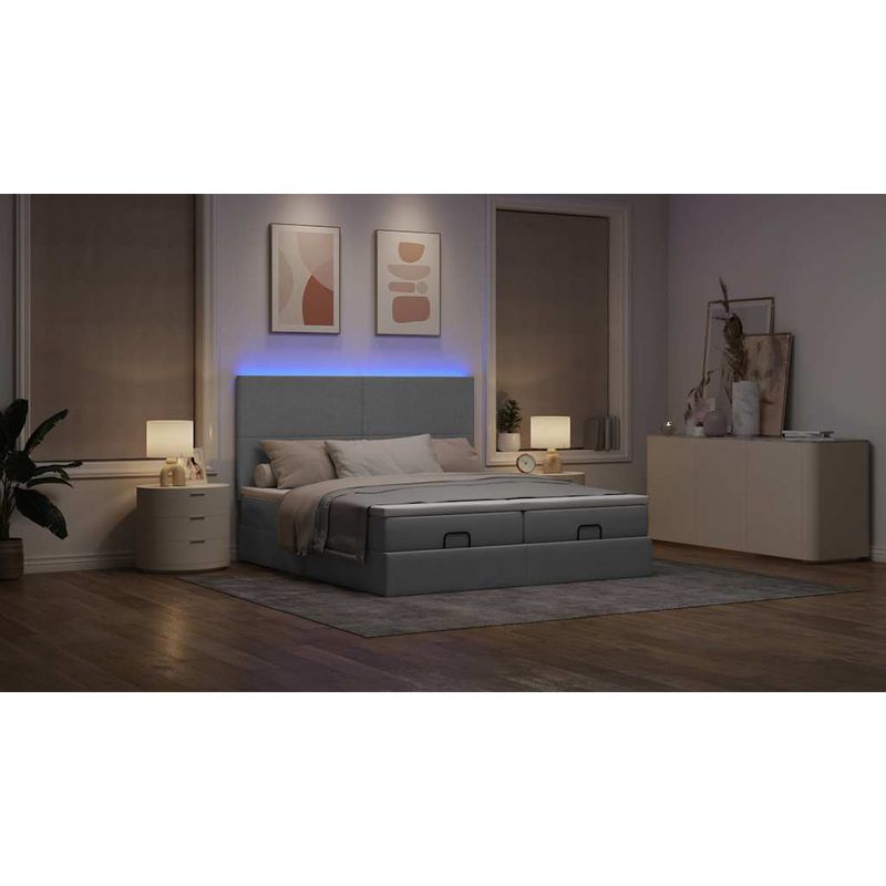 Casa si Gradina - Mobilier - Paturi si accesorii - Paturi - Cadru de pat otoman cu saltele Gri deschis 180x200cm Material - Infinity.ro