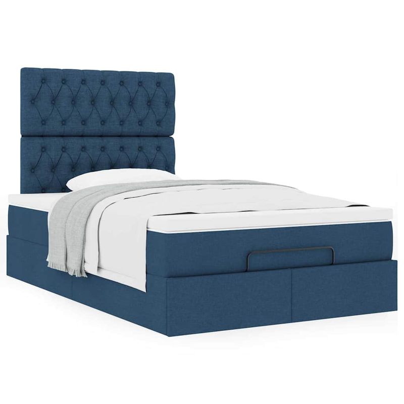 Casa si Gradina - Mobilier - Paturi si accesorii - Paturi - Cadru de pat otoman cu saltea tesatura albastra 120x200cm - Infinity.ro