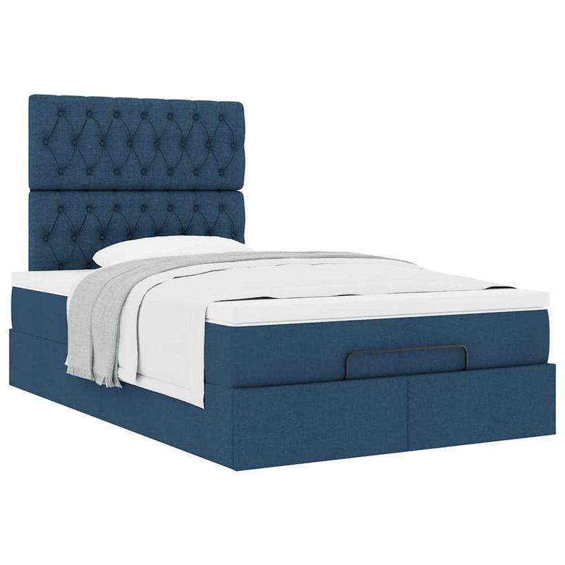 Casa si Gradina - Mobilier - Paturi si accesorii - Paturi - Cadru de pat otoman cu saltea tesatura albastra 120x200cm - Infinity.ro