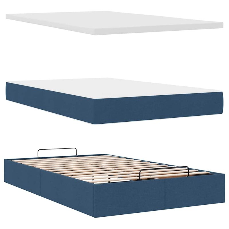 Casa si Gradina - Mobilier - Paturi si accesorii - Paturi - Cadru de pat otoman cu saltea tesatura albastra 120x200cm - Infinity.ro