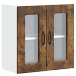 Casa si Gradina - Mobilier - Comode si corpuri - Corpuri bucatarie - Dulap de bucatarie cu usa din sticla "Kalmar" stejar afumat, model 1x dulap de perete din sticlă (2 uși), mărime 60x31x60 cm - Infinity.ro