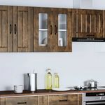 Casa si Gradina - Mobilier - Comode si corpuri - Corpuri bucatarie - Dulap de bucatarie cu usa din sticla "Kalmar" stejar afumat, model 1x dulap de perete din sticlă (2 uși), mărime 60x31x60 cm - Infinity.ro