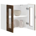Casa si Gradina - Mobilier - Comode si corpuri - Corpuri bucatarie - Dulap de bucatarie cu usa din sticla "Kalmar" stejar afumat, model 1x dulap de perete din sticlă (2 uși), mărime 60x31x60 cm - Infinity.ro