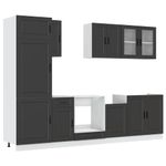 Casa si Gradina - Mobilier - Comode si corpuri - Corpuri bucatarie - Set dulap de bucatarie 8 piese „Kalmar” lemn negru prelucrat - Infinity.ro
