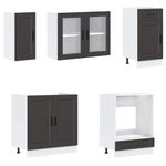 Casa si Gradina - Mobilier - Comode si corpuri - Corpuri bucatarie - Set dulap de bucatarie 8 piese „Kalmar” lemn negru prelucrat - Infinity.ro