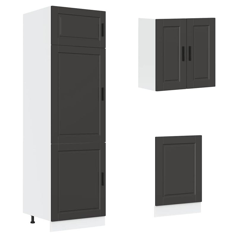 Casa si Gradina - Mobilier - Comode si corpuri - Corpuri bucatarie - Set dulap de bucatarie 8 piese „Kalmar” lemn negru prelucrat - Infinity.ro