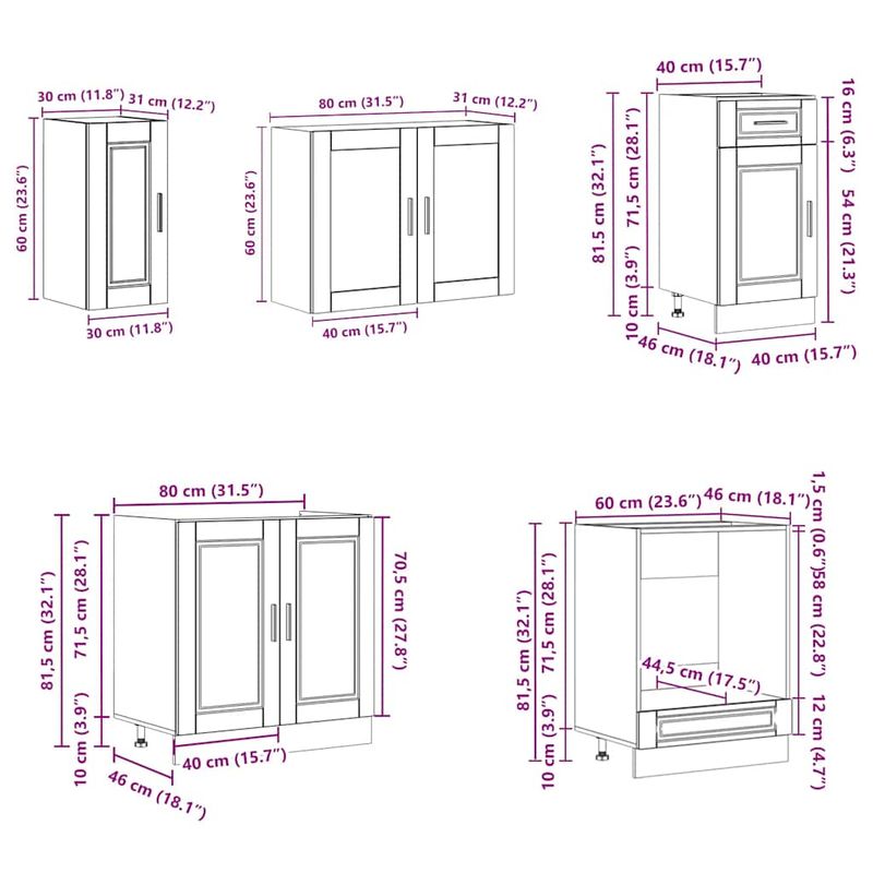 Casa si Gradina - Mobilier - Comode si corpuri - Corpuri bucatarie - Set dulap de bucatarie 8 piese „Kalmar” lemn negru prelucrat - Infinity.ro