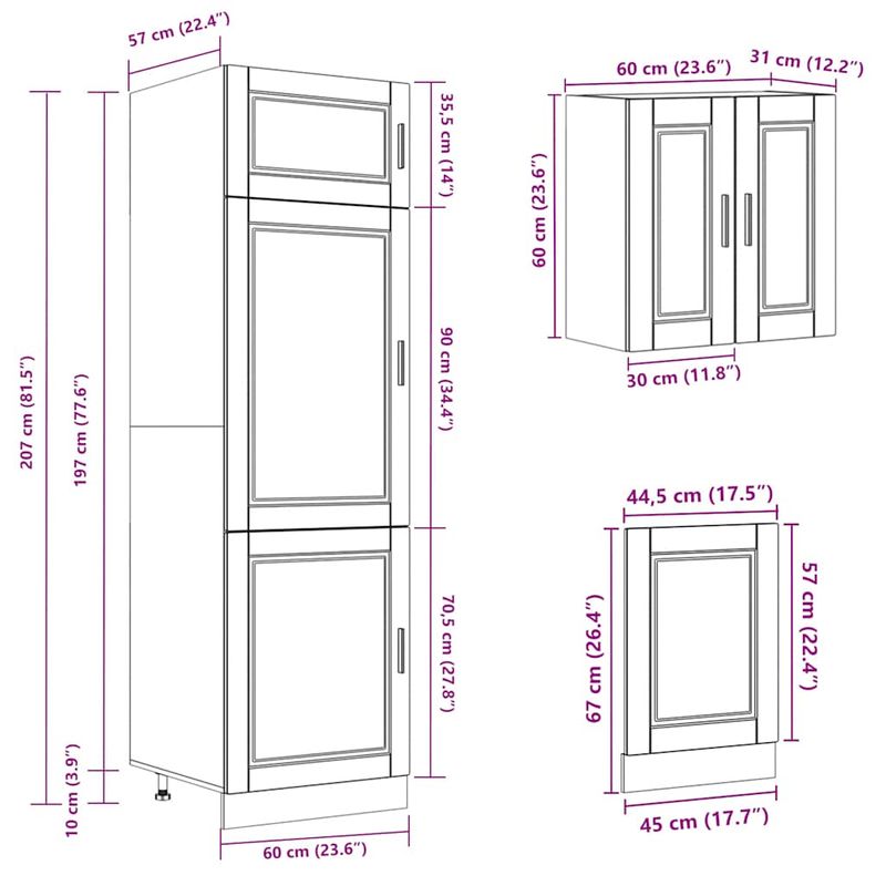 Casa si Gradina - Mobilier - Comode si corpuri - Corpuri bucatarie - Set dulap de bucatarie 8 piese „Kalmar” lemn negru prelucrat - Infinity.ro