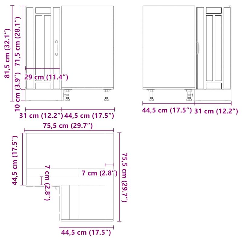 Casa si Gradina - Mobilier - Comode si corpuri - Corpuri bucatarie - Dulap de baza pe colt de bucatarie „Lucca” stejar artizanal - Infinity.ro