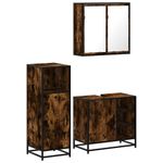 Casa si Gradina - Mobilier - Seturi de mobilier - Seturi baie - Set mobilier de baie, 3 piese, stejar fumuriu, lemn prelucrat - Infinity.ro