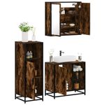 Casa si Gradina - Mobilier - Seturi de mobilier - Seturi baie - Set mobilier de baie, 3 piese, stejar fumuriu, lemn prelucrat - Infinity.ro
