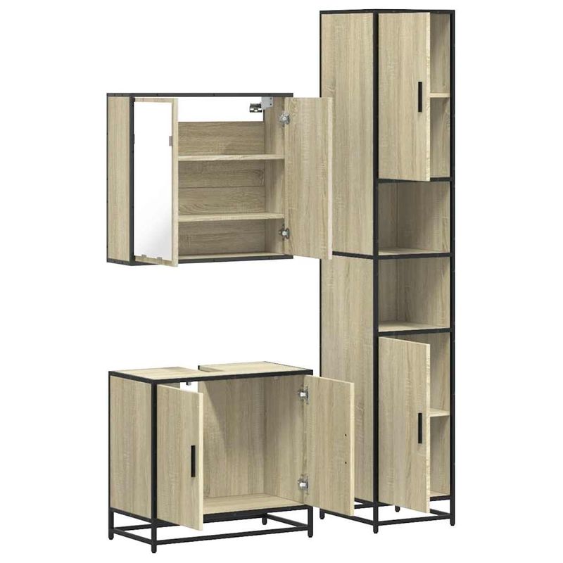Casa si Gradina - Mobilier - Seturi de mobilier - Seturi baie - Set mobilier de baie, 3 piese, stejar sonoma, lemn prelucrat - Infinity.ro