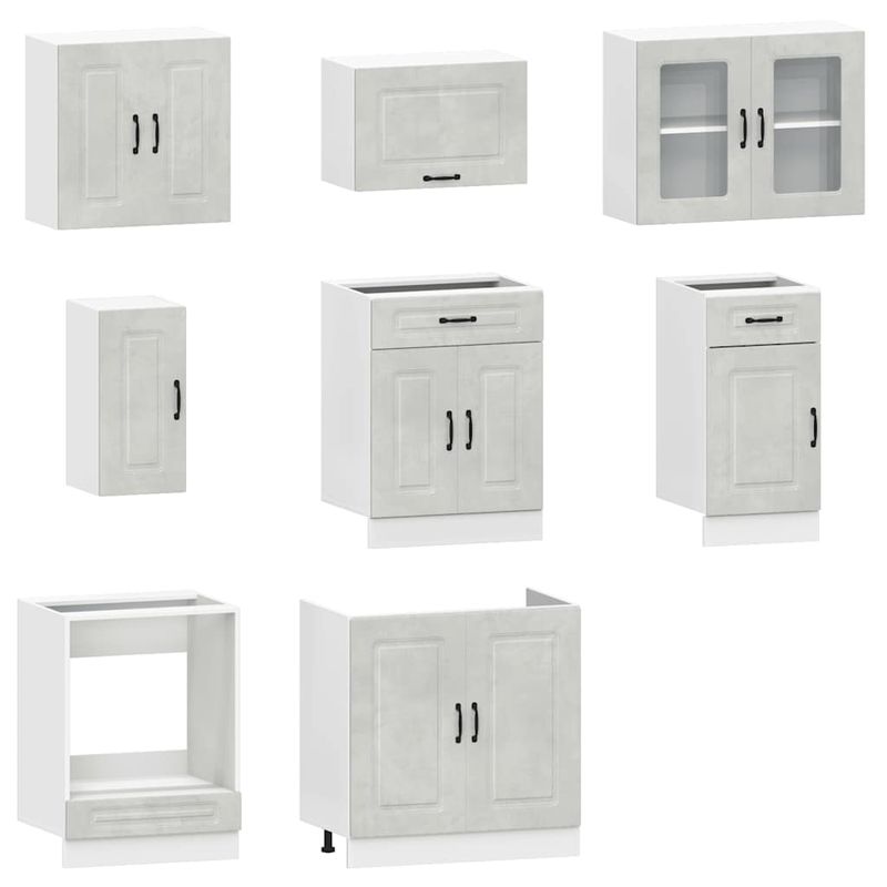 Casa si Gradina - Mobilier - Comode si corpuri - Corpuri bucatarie - Set dulapuri de bucatarie 8 piese „Kalmar” gri beton Lemn - Infinity.ro