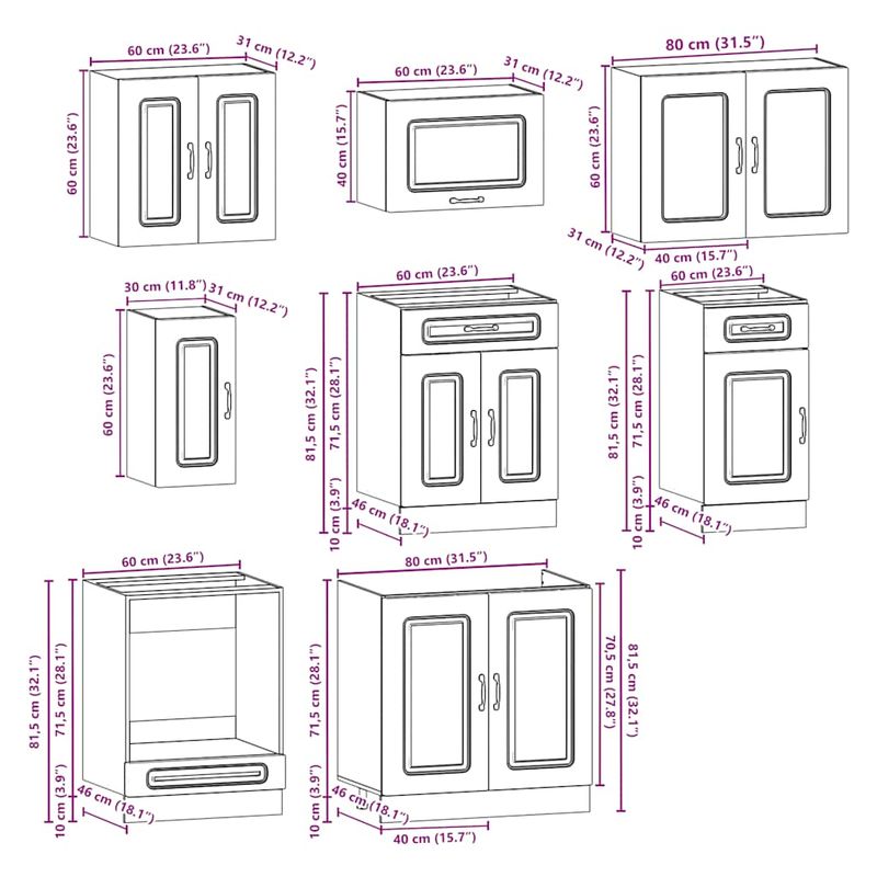 Casa si Gradina - Mobilier - Comode si corpuri - Corpuri bucatarie - Set dulapuri de bucatarie 8 piese „Kalmar” gri beton Lemn - Infinity.ro